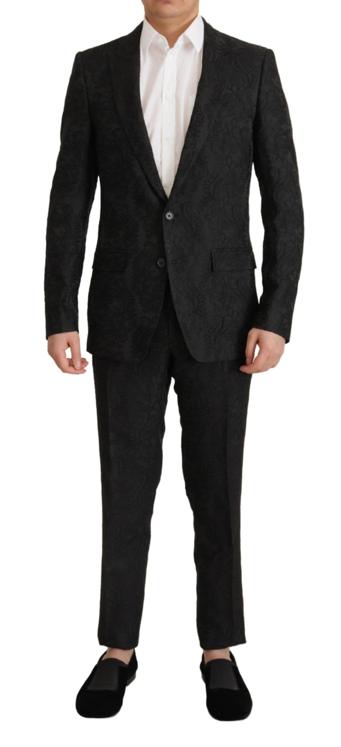 Dolce & Gabbana Black Brocade Formal 2 Piece MARTINI Men's Suit