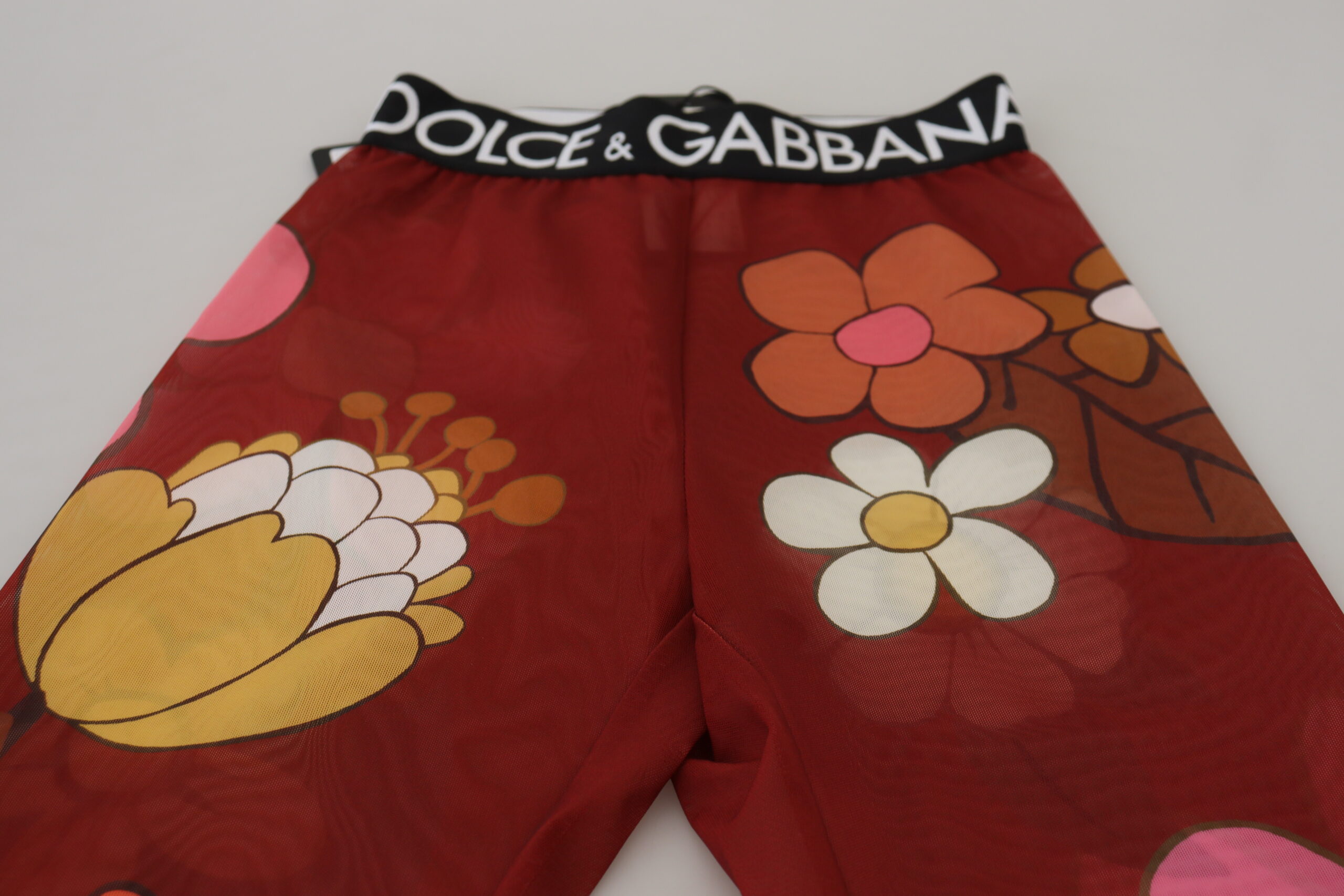 Dolce & Gabbana Floral Red High Waist Women's Leggings Authentic