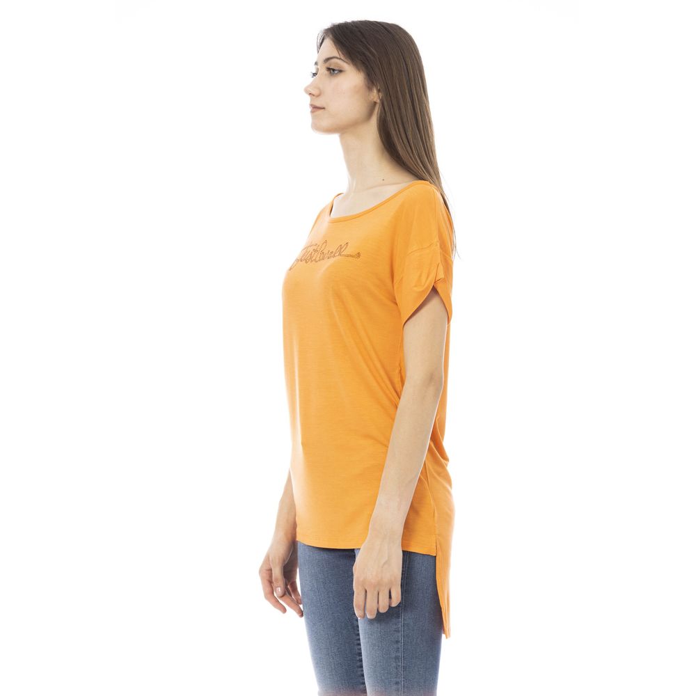 Just Cavalli Orange Cotton Tops & Women's T-Shirt Authentic