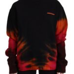 Black Tie Dye Logo Print Women Long Sleeve Sweater