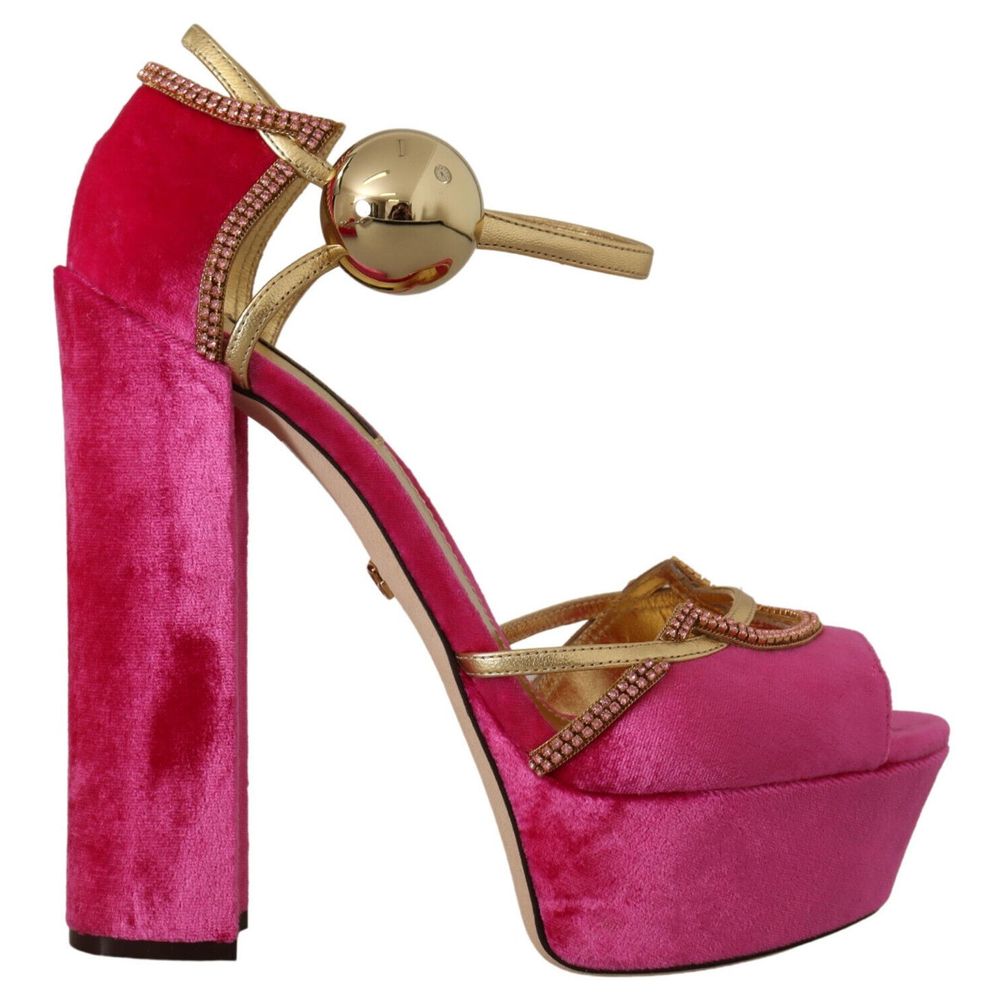 Velvet Crystal-Embellished Heeled Sandals BY Dolce & Gabbana - Sandals available at DOYUF